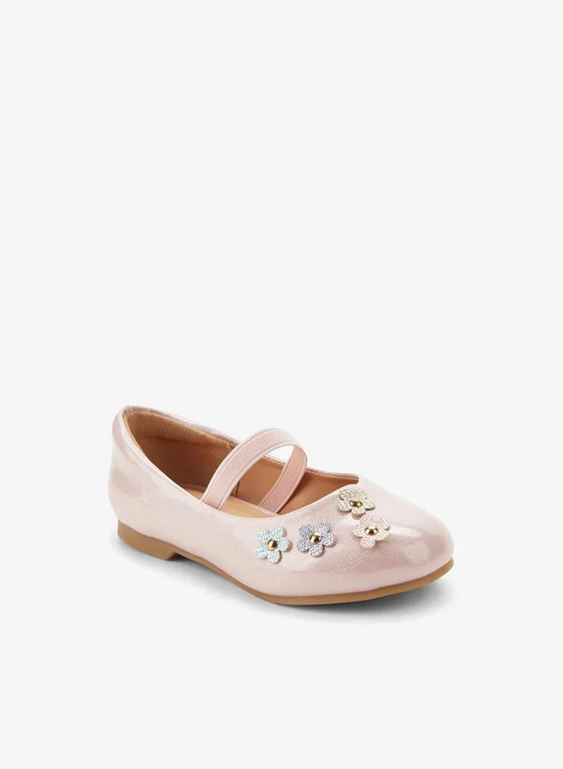 JUNIORS Girls Floral Accent Ballerina Shoes