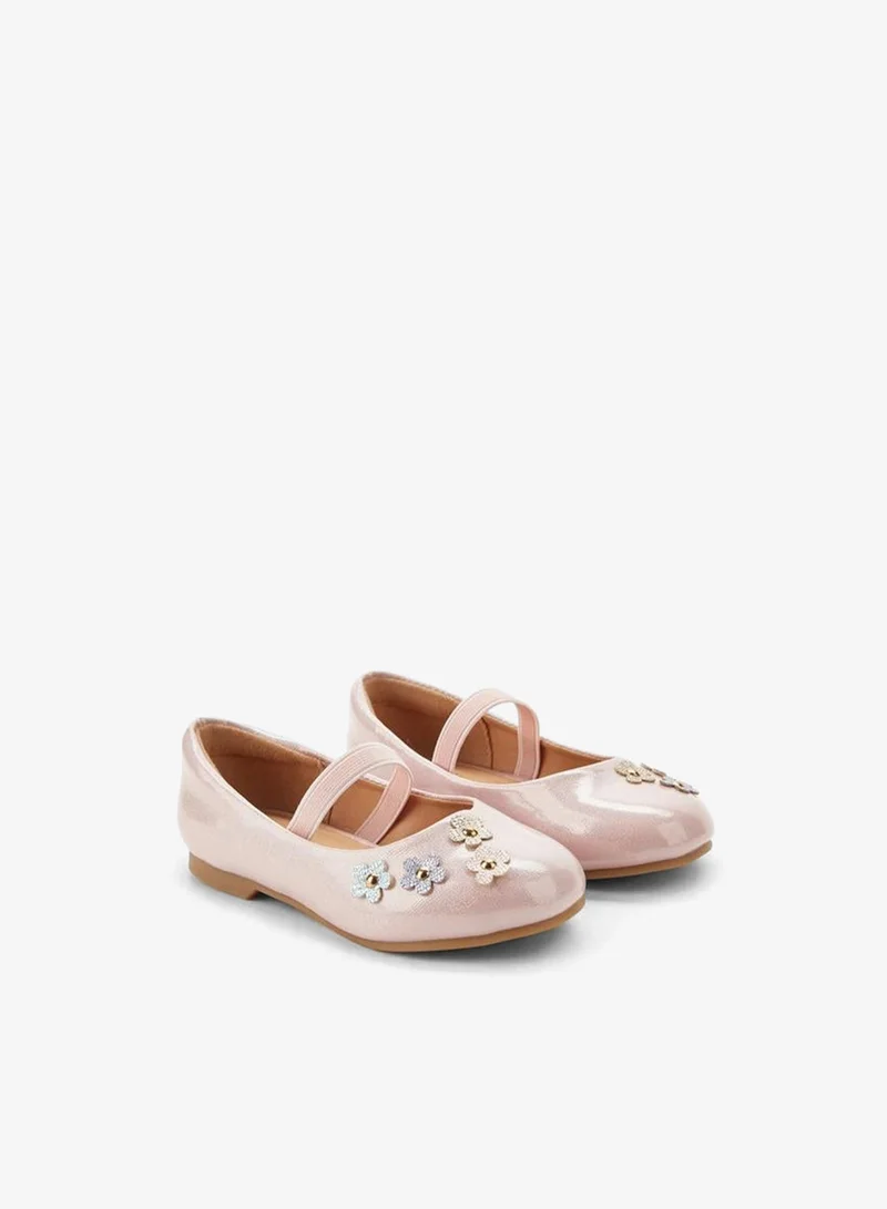 JUNIORS Girls Floral Accent Ballerina Shoes