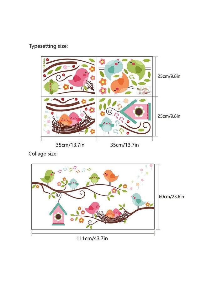 ROFARSO Colorful Cute Cartoon Lovely Birds Singing On The Branch with Flowers Wall Stickers for Kids Removable Wall Decals DIY Decorations for Nursery Baby Boys Girls Bedroom Playroom Living Room… - Image 3
