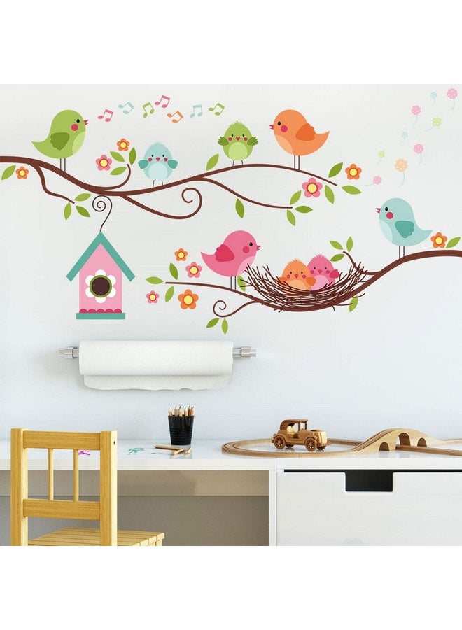 ROFARSO Colorful Cute Cartoon Lovely Birds Singing On The Branch with Flowers Wall Stickers for Kids Removable Wall Decals DIY Decorations for Nursery Baby Boys Girls Bedroom Playroom Living Room… - Image 2