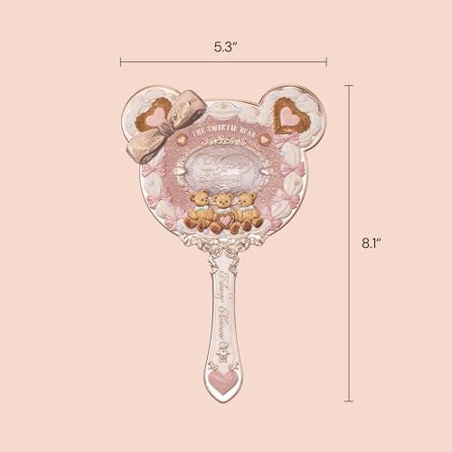 Flower Knows The Sweetie Bear Hand MirrorVintage Portable Handheld MirrorFancy Pretty Princess Mirror with Long HandleGift for GirlsCreamy Pink - Image 3