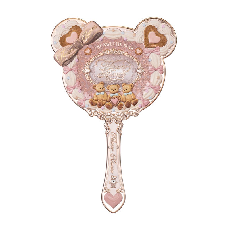 Flower Knows The Sweetie Bear Hand MirrorVintage Portable Handheld MirrorFancy Pretty Princess Mirror with Long HandleGift for GirlsCreamy Pink - Image 2