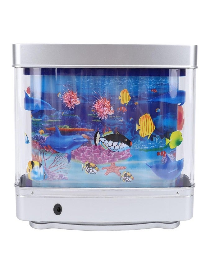 Fake Fish Tank Baby Aquarium, Mini Crib Aquarium Lamp, Artificial Moving Lifelike Mini Aquarium Lamp with Virtual Ocean Fish Night Light, Stimulating Desk Decor for Baby and Kids - Image 1