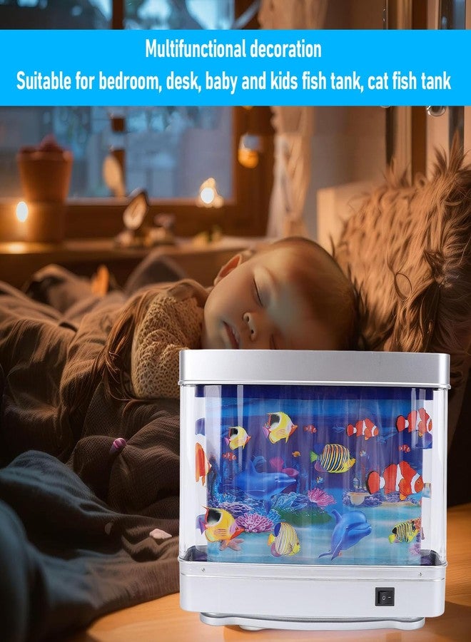 Fake Fish Tank Baby Aquarium, Mini Crib Aquarium Lamp, Artificial Moving Lifelike Mini Aquarium Lamp with Virtual Ocean Fish Night Light, Stimulating Desk Decor for Baby and Kids - Image 2