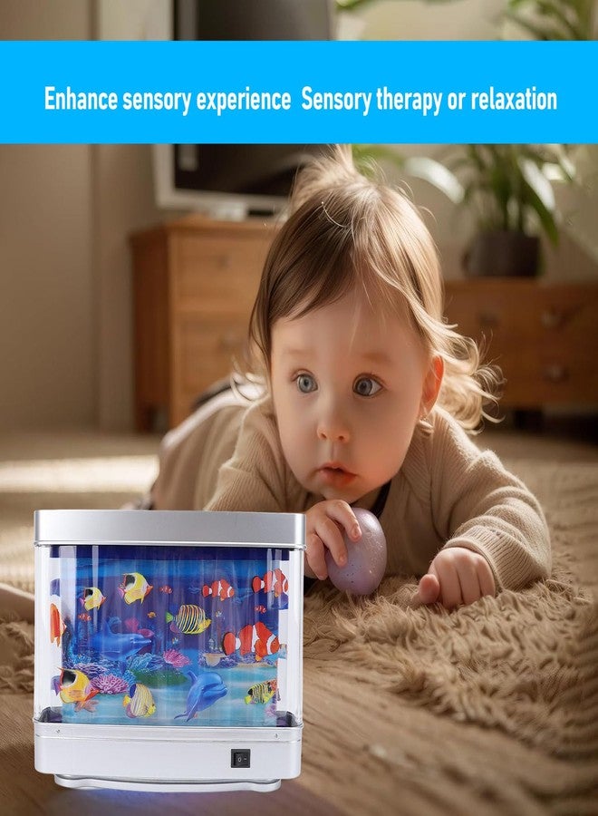 Fake Fish Tank Baby Aquarium, Mini Crib Aquarium Lamp, Artificial Moving Lifelike Mini Aquarium Lamp with Virtual Ocean Fish Night Light, Stimulating Desk Decor for Baby and Kids - Image 4