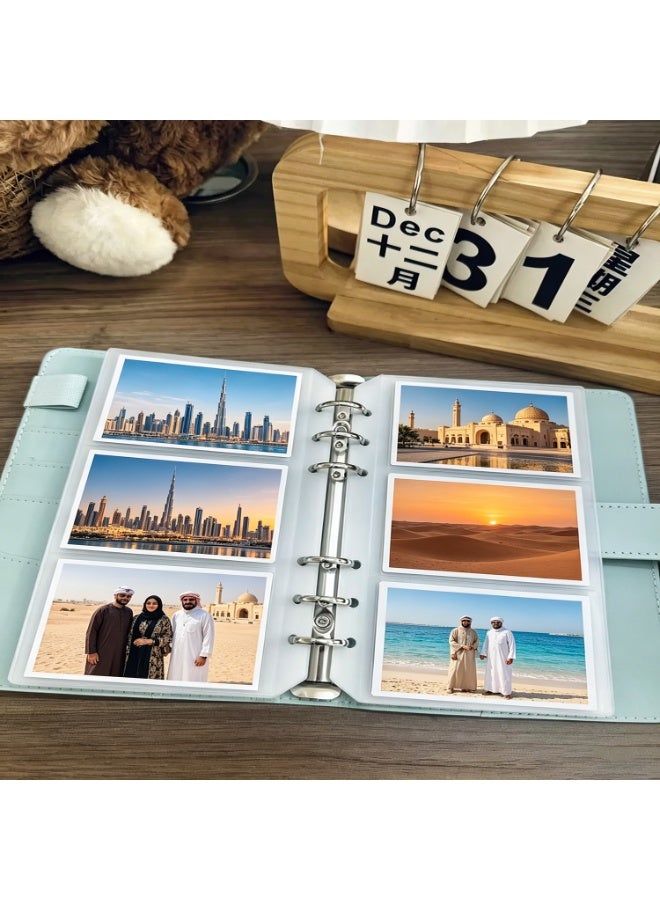 6-Ring Loose Leaf PU Photo Album Compatible with Mini 12 3 Inch Films, Large Capacity Holds Up To 108 Photos,  Picture Storage Organizer, Premium Eid Ramadan Birthday Gift For Travelers, Families & Collectors - Image 5
