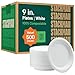 Stack Man 100 Compostable Paper Plates 9 Inch 500 Count HeavyDuty Dinner Plates White Bagasse EcoFriendly Disposable Biodegradable Sugarcane Plates Bulk Case 4 x 125 Pack BPI Certified - Image 1