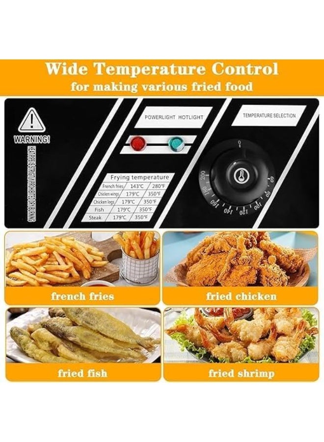 TAYEFBUYIX Perfect Commercial - Double Oil Cylinder Electric Deep Fryer, Commercial Stainless Steel French Fries Frying Machine Oven Hot Pot Fried Chicken Grill with Removable Basket - Image 5