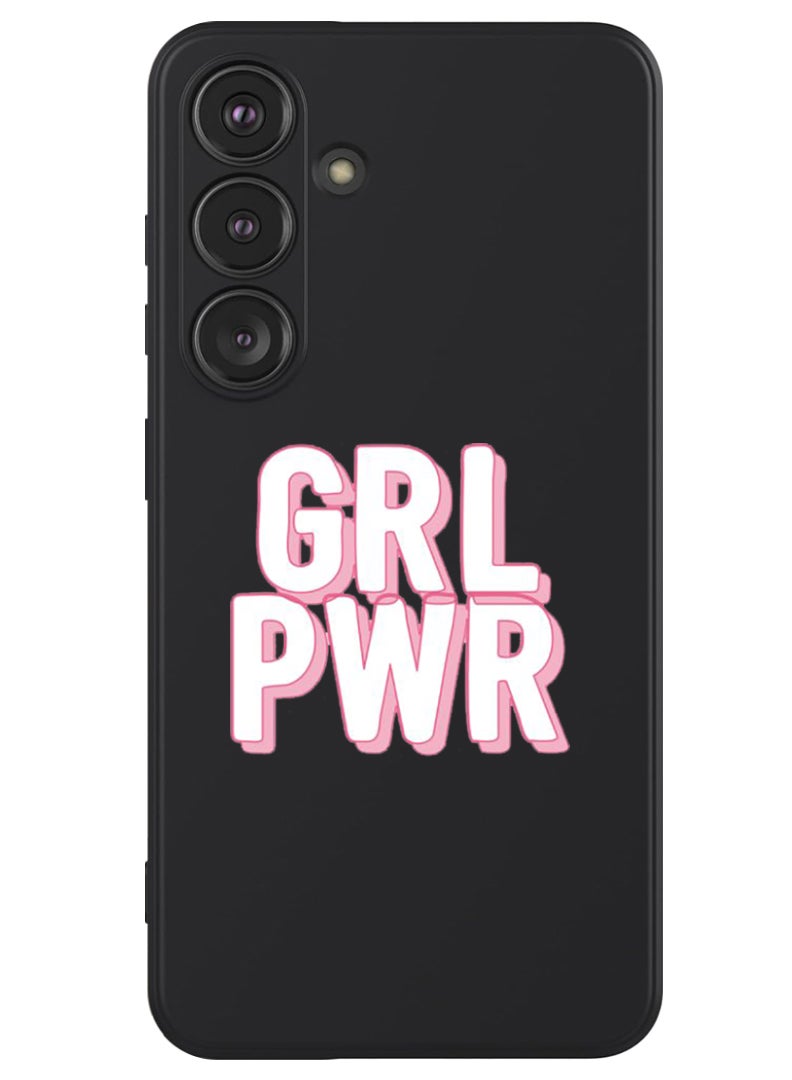 Theodor Protective Slim Fit Case Liquid Silicone Cover with Full Body Protection Anti-Scratch Shockproof Case For Samsung Galaxy S24 (Black) - Girl power 2 - Image 1