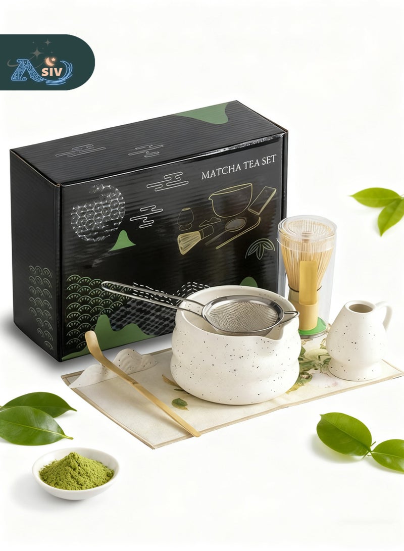 أسيف طقم خفق الماتشا 7 قطع - أدوات ماتشا من الخيزران لتحريك شاي الماتشا - أداة شاي الماتشا - طقم شاي الماتشا التقليدي - Image 1