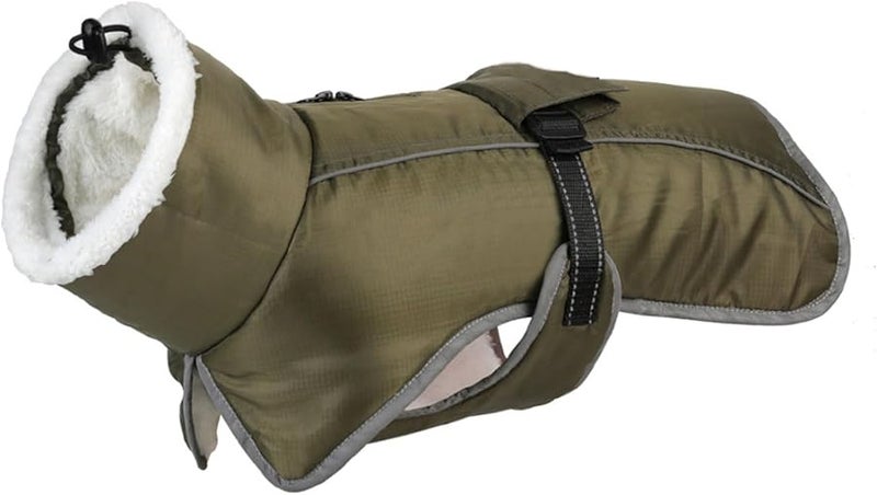 Army Green XL Dog Winter Warm Windproof Snowsuit Coat Vest Comfortable Breathable - Image 1