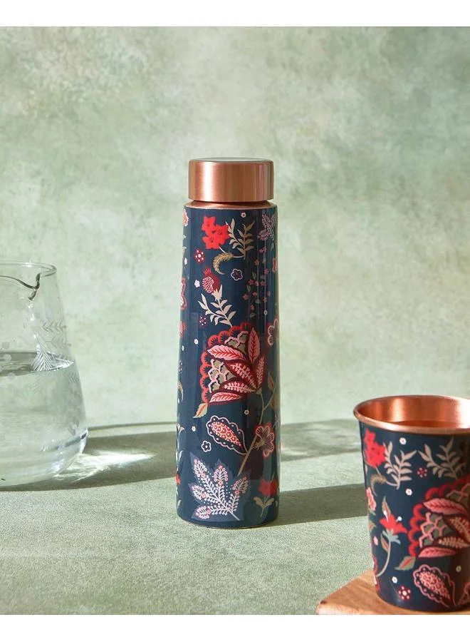 تشومباك تشومباك زجاجة نحاسية وردية عتيقة، 950 مل |زجاجة النحاس |زجاجة ماء للمكتب / المنزل | زجاجة مطبوعة