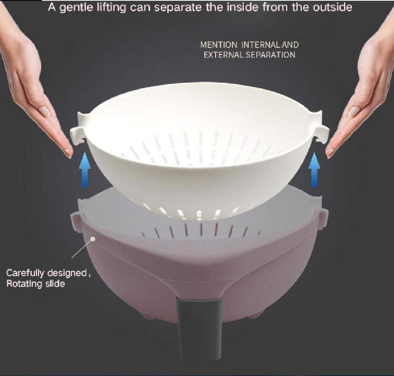 Kytaste Double Drain Basket Bowl Washing Strainer, Draining Basket for Vegetables Fruit, Wheat Straw, 24*11*23 cm - Image 4