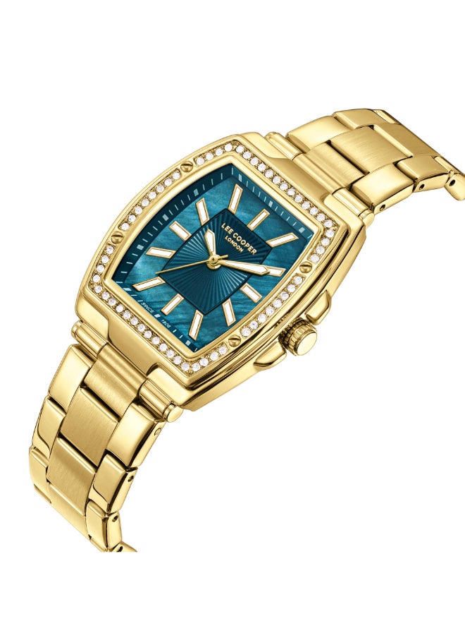 Lee Cooper Lee Cooper LC08058.170 Women's Analog Display Watch & Metal Strap Gold 