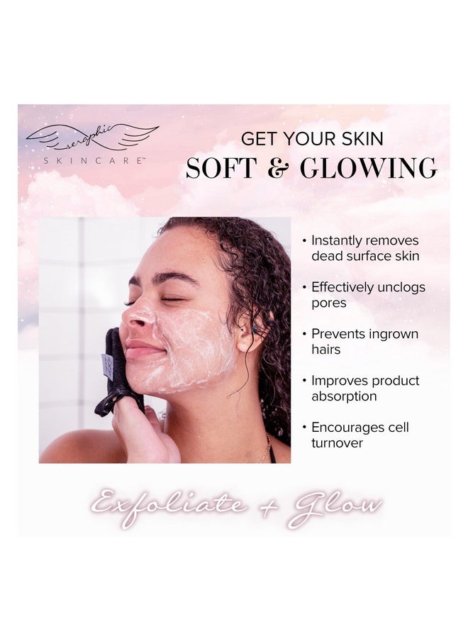 Seraphic Skincare - Premium Exfoliating Facial Mitt - 100% Vegan Dual-Sided Face Mitten With Viscose & Washcloth - Facial Scrub Pad For Gentle Cleansing & Exfoliation - Natural Dead Skin Remover - Image 1