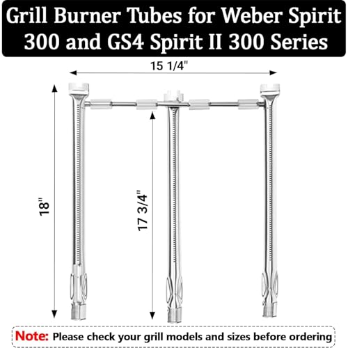 Utheer 69787 Grill Burner Replacement for Weber Spirit and GS4 Spirit II 300 Series, Spirit E310 E320 S310 S320 E330 S330 Gas Grills, 18 Inch 304 Stainless Steel Grill Burner for Weber Spirit II E-310 - Image 2