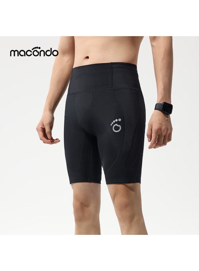 Macondo 7th Generation Marathon Running Compression Shorts With Support, Three Pockets, Sweat-resistant Phone Compartment, Black, Men's 2XL - Image 1