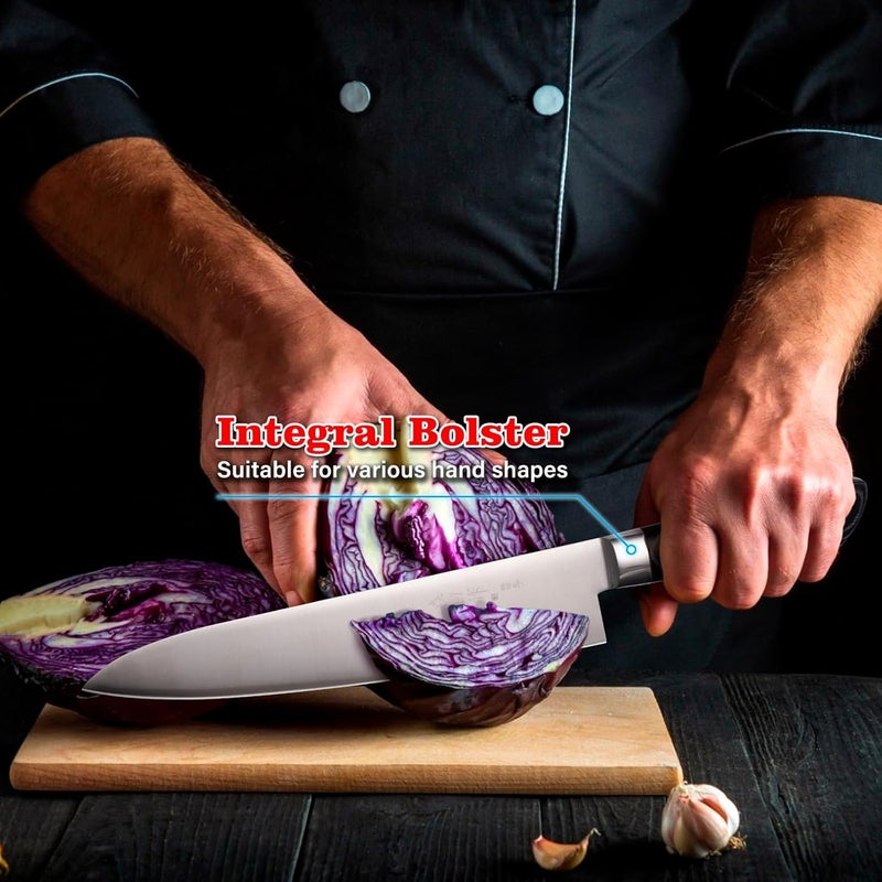 Sumteene Japanese Chef Knife 9.5 inches,Professional Japanese Gyuto Knife with High Carbon Stainless Steel Blade with Red Ergonomic Handle for Household or Work - Image 3