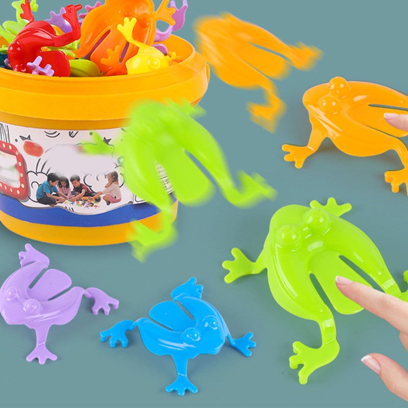 12PCS Colorful Frog Jumping Toys Finger Pressing Leaping Frogs with Bucket Kids Bouncing Toy Set Gift Box Packing - Image 5