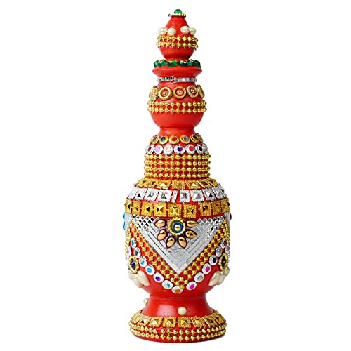 Fine Craft India Wooden Handmade Round Sindoor Box with Meena Work Refillable Case Multicolour H 19 W 6 L 5 cm (Sindoor_Dani07) - Image 1