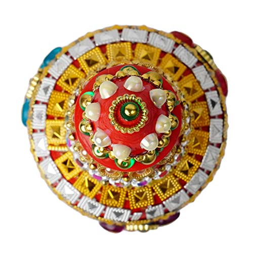 Fine Craft India Wooden Handmade Round Sindoor Box with Meena Work Refillable Case Multicolour H 19 W 6 L 5 cm (Sindoor_Dani07) - Image 4