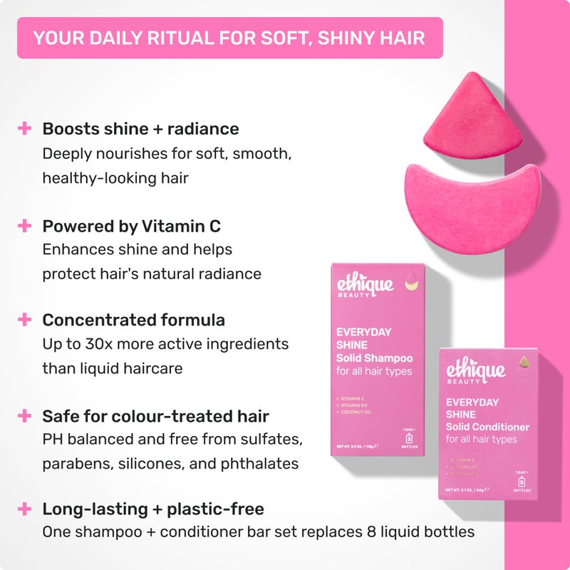 Ethique Everyday Shampoo Bar for soft, shiny hair with Vitamin C - Plastic-Free, Cruelty-Free, Vegan, 3.88 oz - Formerly Pinkalicious - Image 2