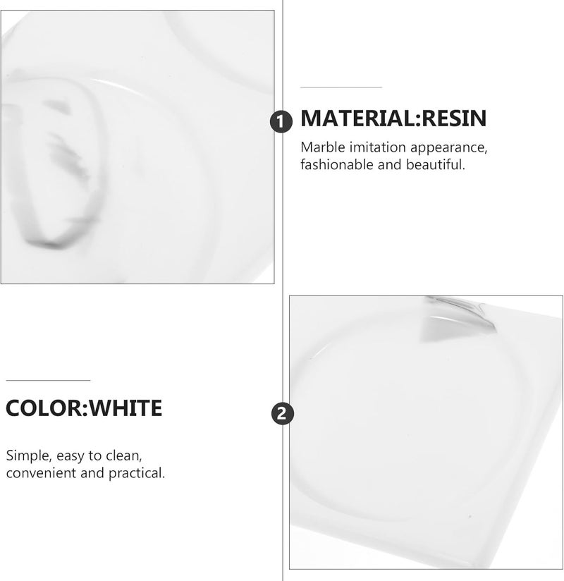 Operitacx Resin Bathroom Tray Marble Pattern Decorative Vanity Tray Toothbrush Holder Organizer for Hotel Home Bathroom Countertop Storage - Image 3