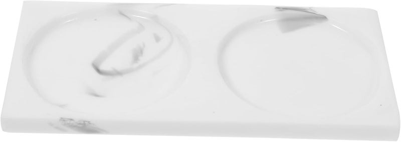 Operitacx Resin Bathroom Tray Marble Pattern Decorative Vanity Tray Toothbrush Holder Organizer for Hotel Home Bathroom Countertop Storage - Image 1