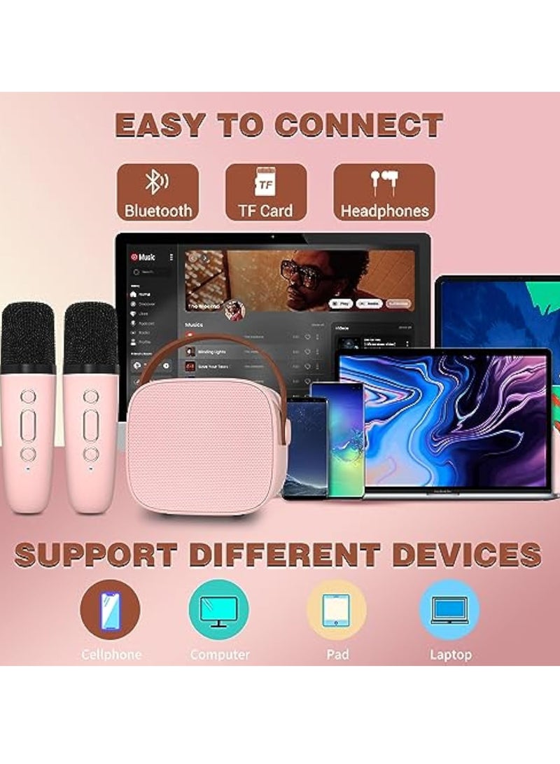 Arabest Karaoke Machine for Kids,Most Popular Birthday Gifts for 3, 4, 5, 6, 7, 8, 9, 10,11,12 +Year Old Girls Boys,Mini Karaoke Machine with 2 Wireless Microphones,Portable Bluetooth Home Party (P-ink) - Image 4