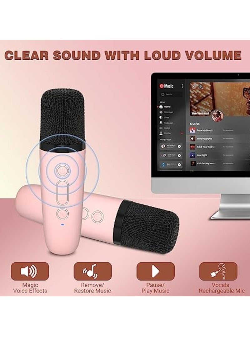 Arabest Karaoke Machine for Kids,Most Popular Birthday Gifts for 3, 4, 5, 6, 7, 8, 9, 10,11,12 +Year Old Girls Boys,Mini Karaoke Machine with 2 Wireless Microphones,Portable Bluetooth Home Party (P-ink) - Image 5
