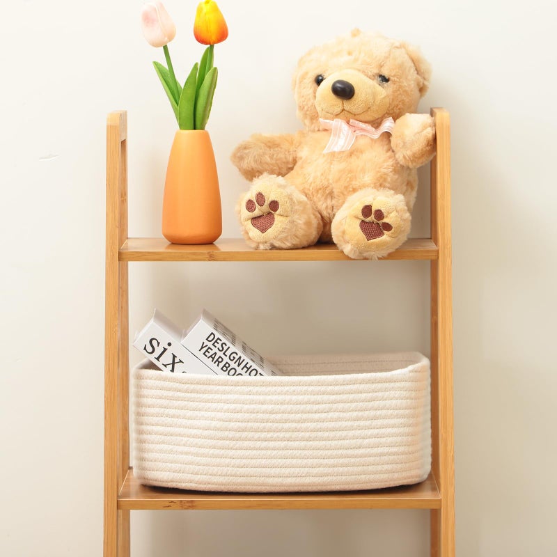 MiniArk Small Storage Baskets for Organizing | Closet Organizer Bins | Shelf Toy Basket | Woven Rope Baskets | Cube Decorative Box | Shallow Basket | 11.5x7.5x4.7â€ | 3 Packs Off White - Image 4