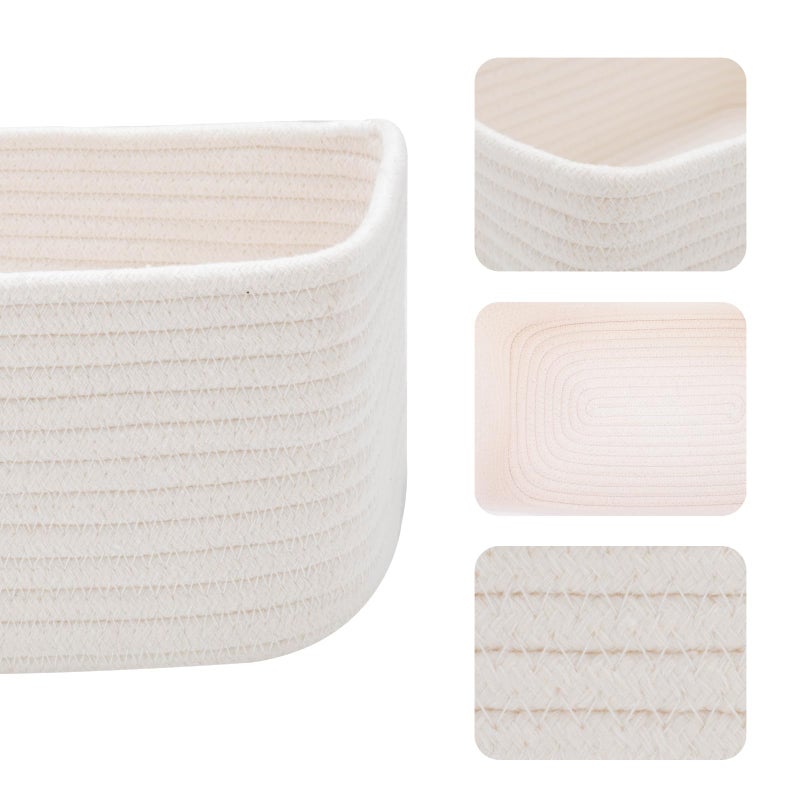 MiniArk Small Storage Baskets for Organizing | Closet Organizer Bins | Shelf Toy Basket | Woven Rope Baskets | Cube Decorative Box | Shallow Basket | 11.5x7.5x4.7â€ | 3 Packs Off White - Image 3