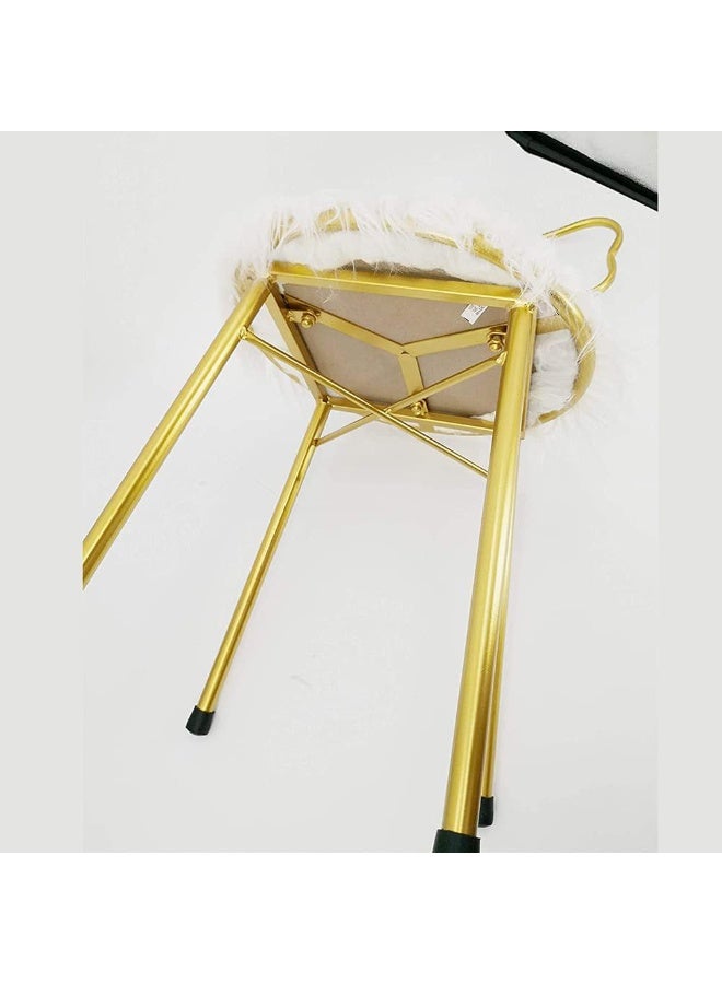 Golden Metal Makeup Chair – Butterfly Bow Backrest, Soft White Wool Seat, Minimalist Dining & Bedroom Stool - Image 4