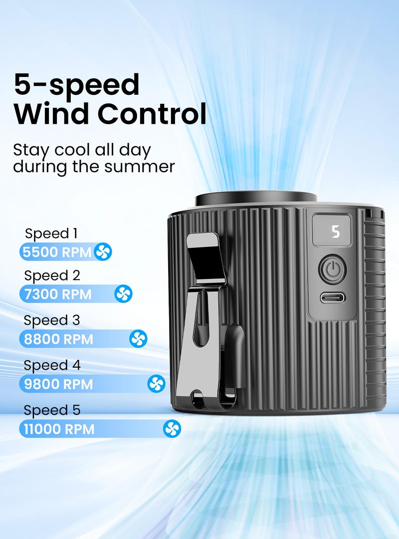 Koonie Portable Waist Fan with 5 Speeds, 11000RPM Strong Airflow, Personal Cool Clip Fan with 21H of Working Time, Under Shirt Fan with LED Digital Display, Wearable Belt Fan for Outdoor Jobsite Farm - Image 3
