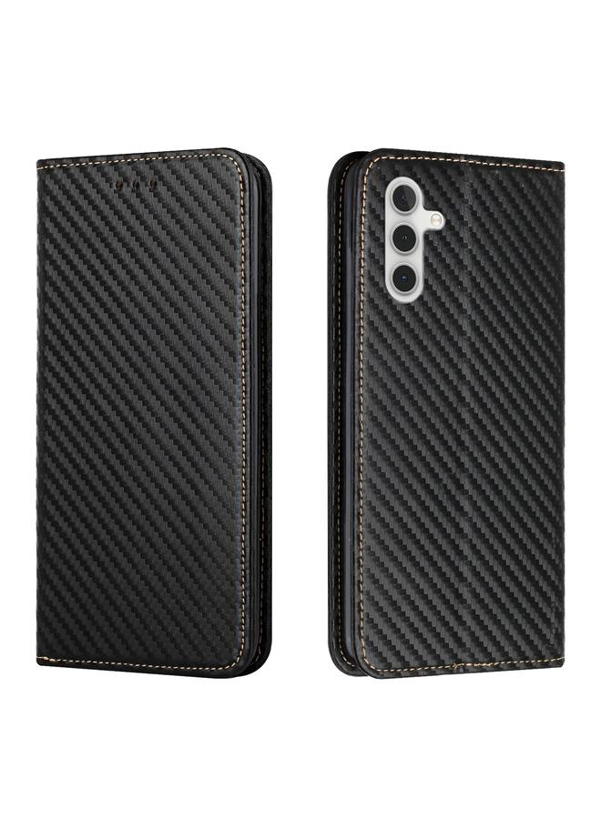 اس-توب جراب لهاتف Samsung Galaxy A14 5G مصنوع من ألياف الكربون مع غطاء جلدي مغناطيسي قابل للطي - Image 1