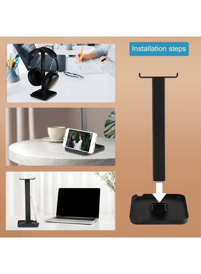 DIOTTI 2-in-1 Headphone Stand and Phone Holder, Universal ABS Headset Rack for Over-Ear Headphones, Sturdy Desktop Organizer for Gaming & Office Use - Image 5