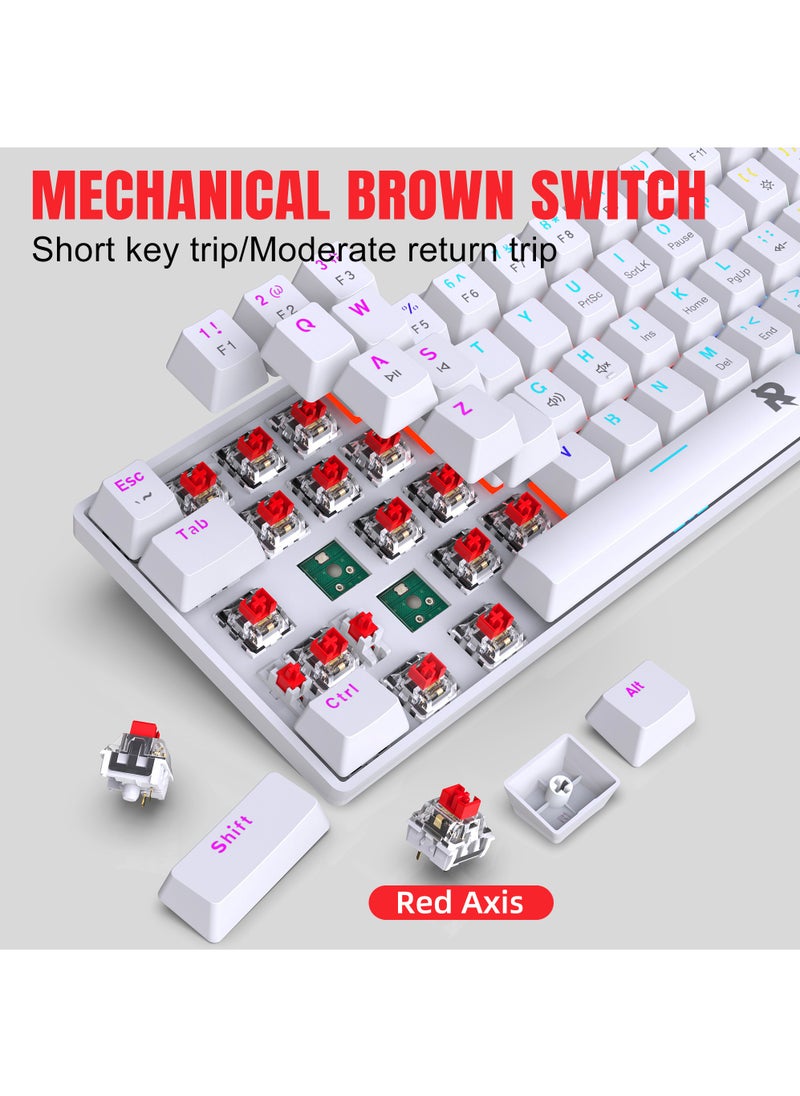 Rock Pow - ROCK POW 60% Wired Mechanical Gaming Keyboard 61keys RGB Backlit Ultra-Compact Mini Keyboard Mini Compact Keyboard for PC/Mac Gamer Typist Easy Carry on Trip Red Switch - Image 1