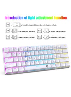 Rock Pow ROCK POW 60% Wired Mechanical Gaming Keyboard 61keys RGB Backlit Ultra-Compact Mini Keyboard Mini Compact Keyboard for PC/Mac Gamer Typist Easy Carry on Trip Red Switch  - Image 3