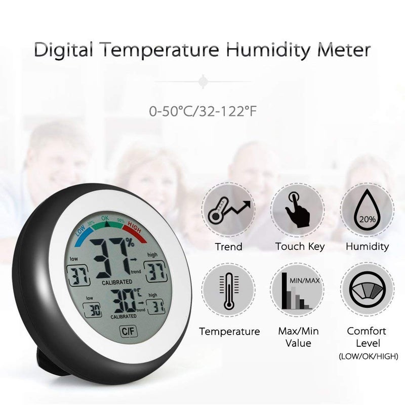 REES52 Digital Temperature Hygrometer, 2-in-1 Thermometer Humidity Monitor Gauge, Indoor Humidity Meter with Large LCD Display, °C/°F Touch Screen, MAX/MIN Records for Home, Car, Office - Image 4