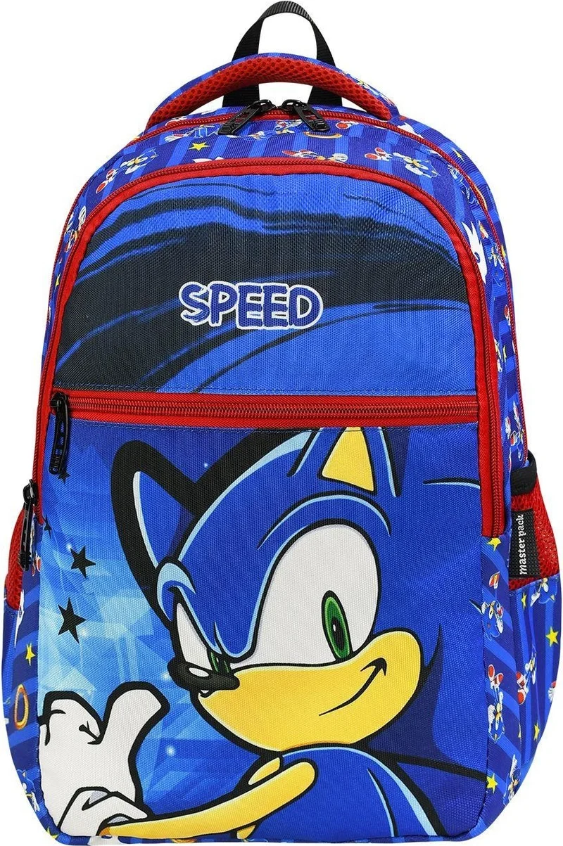 ماشو تريند 3 Compartment Speed Sonic School Bag + Nutrition + Water Bottle - Sonic Bag Primary School Bag Backpack