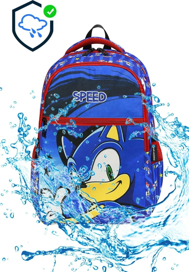 ماشو تريند 3 Compartment Speed Sonic School Bag + Nutrition + Water Bottle - Sonic Bag Primary School Bag Backpack