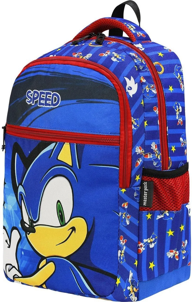 ماشو تريند 3 Compartment Speed Sonic School Bag + Nutrition + Water Bottle - Sonic Bag Primary School Bag Backpack