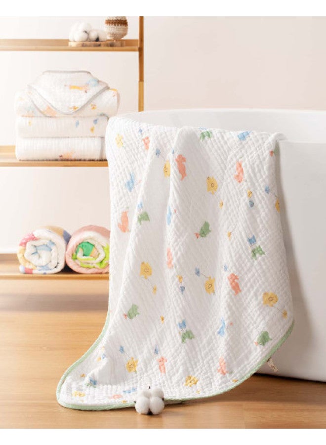 القطن الخالص 【0 إضافات، هيبوالرجينيك】 منشفة استحمام أطفال من 6 طبقات قطنية مغسولة من الشاش، ناعمة ولطيفة على البشرة - Image 1