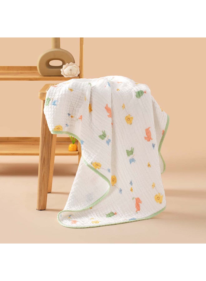 القطن الخالص 【0 إضافات، هيبوالرجينيك】 منشفة استحمام أطفال من 6 طبقات قطنية مغسولة من الشاش، ناعمة ولطيفة على البشرة - Image 3