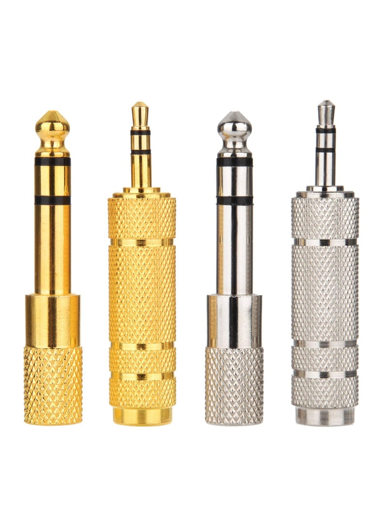 4 Pieces Headphone Adapter 6.35 mm (1/4 Inch) Male to 3.5 mm Female and Audio Stereo Plug 3.5 mm Male to 6.35 mm (1/4 Inch) Female - Image 1