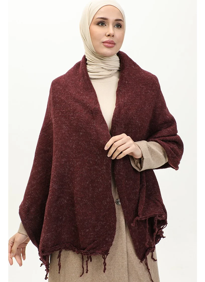 Sefa Merve Knitted Shoulder Shawl 2064-08 Plum