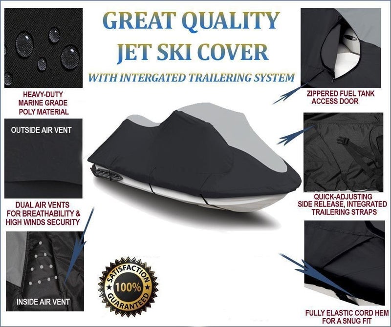 SBU Super Heavy-Duty PWC 600D Jet SKI Cover Compatible for Sea Doo Sea-Doo Spark 2up 900 ACE 2014-2019 2020 2021 2022 Jet Ski PWC Watercraft Trailerable Cover 2 Seater - Image 2