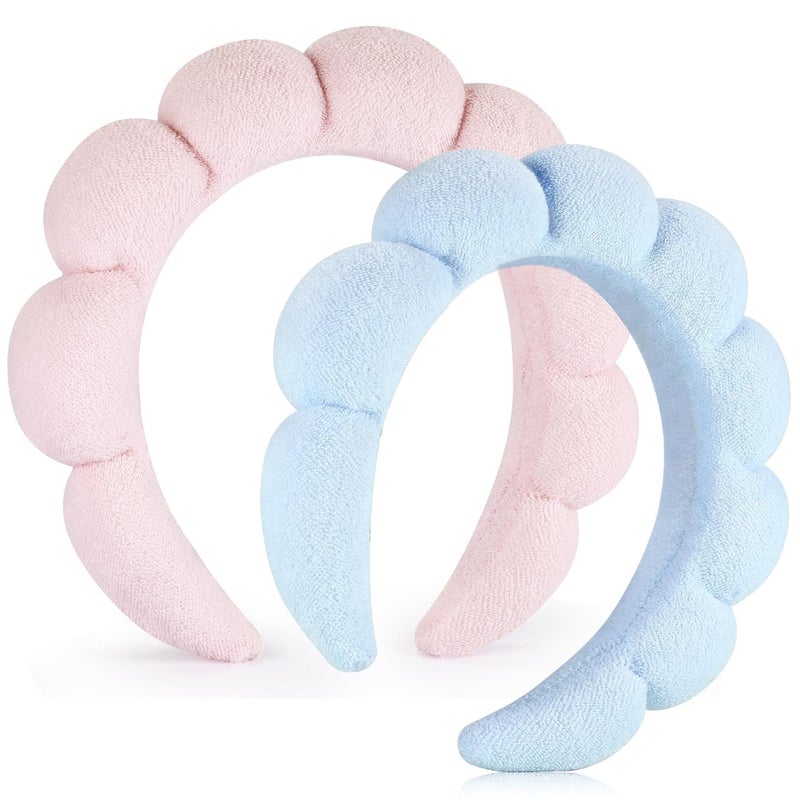 Ztomine Store Spa Headbands for Washing Face or Facial, Set of 2 Skincare Headbands, Terry Cloth Headband Wash Combo Pack - Puffy Makeup Washing, Mask, Skin Treatment - Image 1