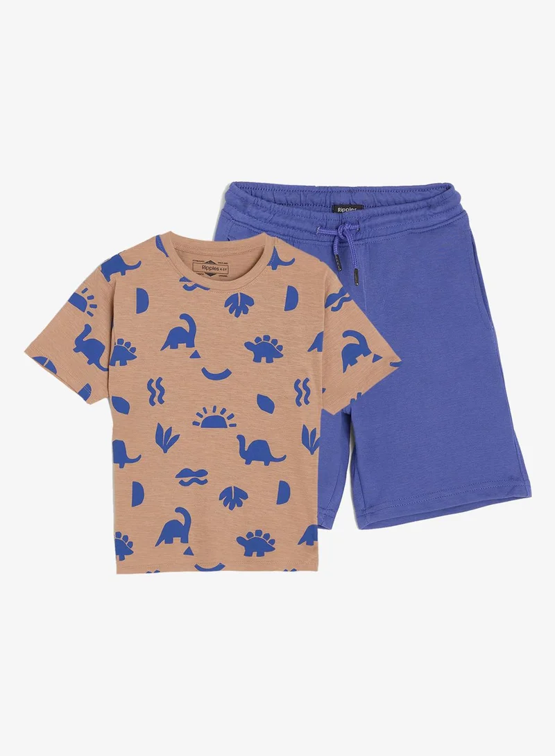 ريبلز مع نمشي Boys Drop Shoulder T-shirt & Shorts Set