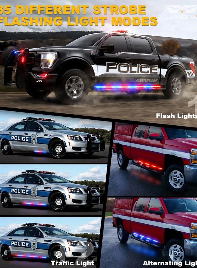 LUMENIX 2PCS 70 Inch Emergency Strobe Lights Strip, Red and Blue LED Running Board Flexible Light Bar Safety Flashing Warning Police Cop Side Lights for POV Law Enforcement Vehicles Trucks Pickups - Image 3